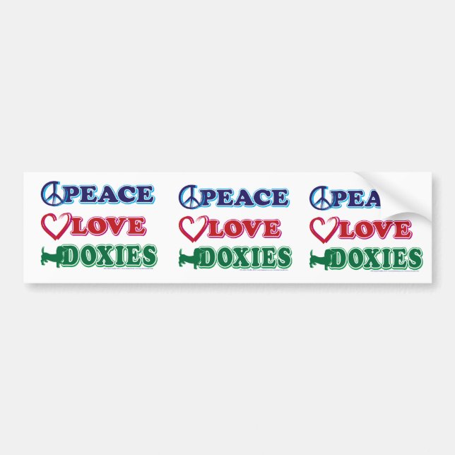 Peace-Love-Doxies- Dachsund Bumper Sticker (Front)