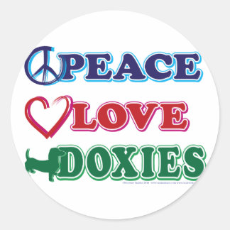 Peace-Love-Doxies- Dachsund Classic Round Sticker
