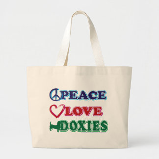 Peace-Love-Doxies- Dachsund Large Tote Bag