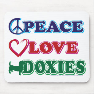 Peace-Love-Doxies- Dachsund Mouse Mat