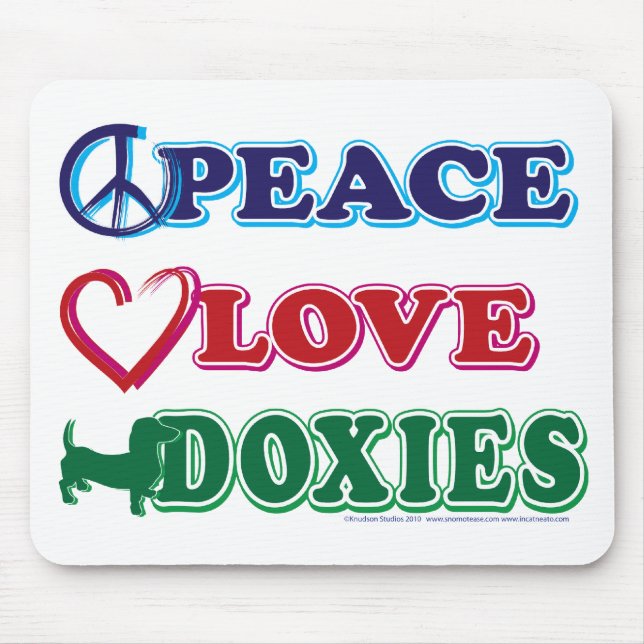 Peace-Love-Doxies- Dachsund Mouse Mat (Front)