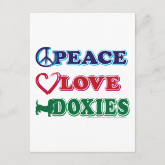 Peace-Love-Doxies- Dachsund Postcard