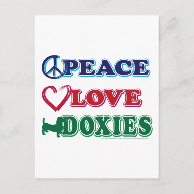 Peace-Love-Doxies- Dachsund Postcard (Front)