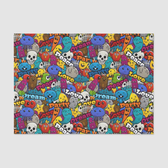 Peace Love Dream Abstract Art  Tissue Paper (Front)