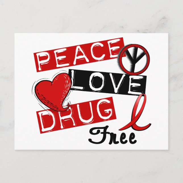 Peace Love Drug Free Postcard (Front)