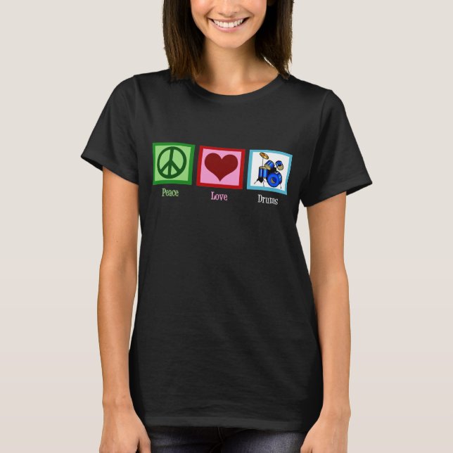 Peace Love Drums Cute Drummer Womens T-Shirt (Front)