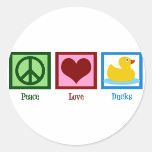 Peace Love Ducks Classic Round Sticker