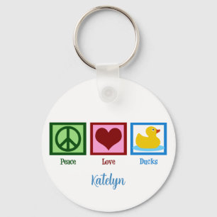 Peace Love Ducks Cute Customizable Key Ring