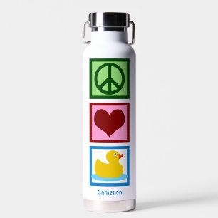 Peace Love Ducks Cute Personalised Duck Water Bottle