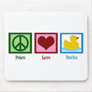 Peace Love Ducks Mouse Mat