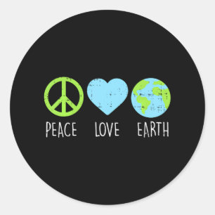 Peace Love Earth Cool Hippie Hippy Classic Round Sticker