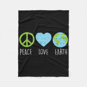 Peace Love Earth Cool Hippie Hippy Environmentalis Fleece Blanket