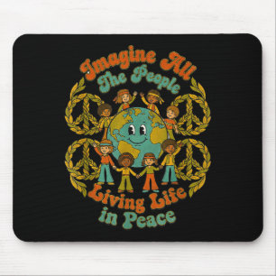 Peace love earth day 2024 rainbow globe & peac mouse mat