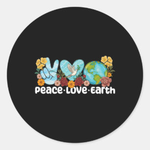 Peace Love Earth Day Classic Round Sticker