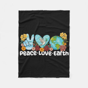 Peace Love Earth Day Fleece Blanket