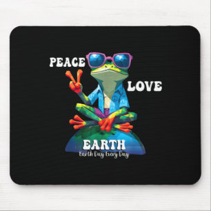 Peace Love Earth Day Frog Environmental Awareness Mouse Mat