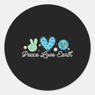 Peace Love Earth Day Groovy Hippie Retro Vintage N Classic Round Sticker