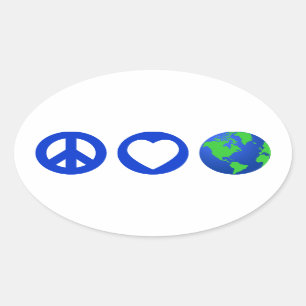 Peace Love Earth Oval Sticker