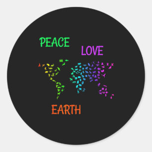 Peace Love Earth Planet Green Nature Protect Earth Classic Round Sticker