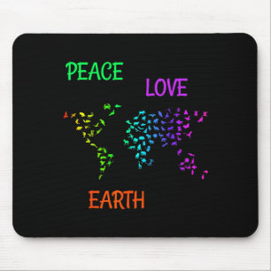 Peace Love Earth Planet Green Nature Protect Earth Mouse Mat