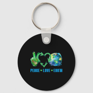 Peace Love Earth Planet Happy 54th Anniversary Env Key Ring