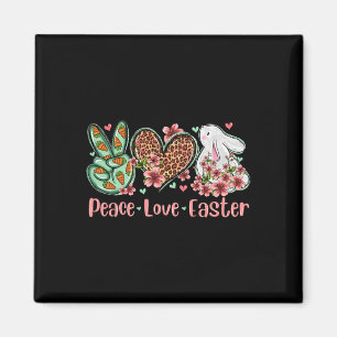 Peace Love Easter Bunny Flower Leopard Plaid  Magnet
