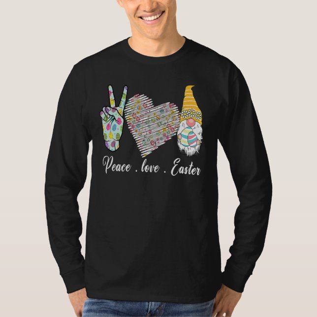 Peace Love Easter Bunny Leopard Graphic Easter Day T-Shirt (Front)