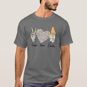 Peace Love Easter Bunny Leopard Graphic Easter Day T-Shirt