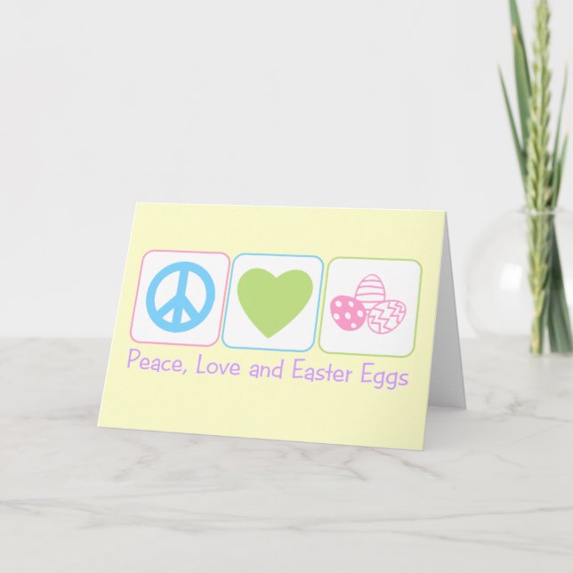 Peace Love Easter Eggs Holiday Card (Front)