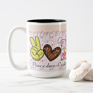Peace Love Easter Gnome Two-Tone Coffee Mug