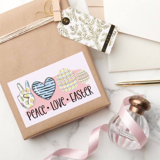Peace Love Easter Rectangular Sticker (Gifting)