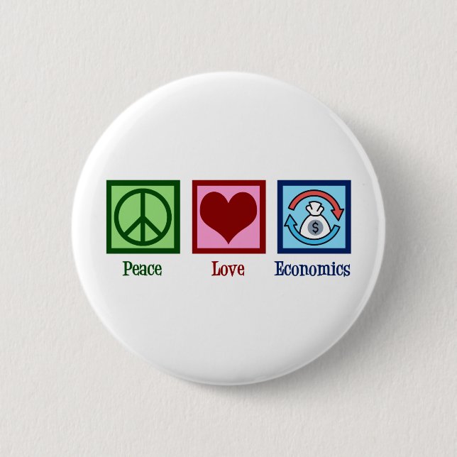 Peace Love Economics 6 Cm Round Badge (Front)
