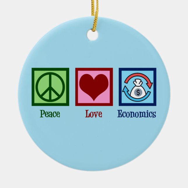 Peace Love Economics Ceramic Tree Decoration (Front)