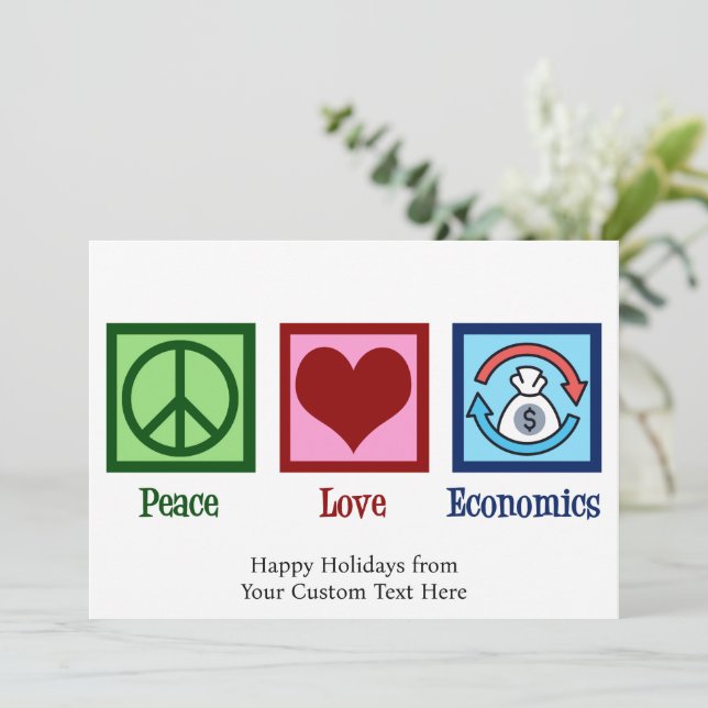 Peace Love Economics Cute Economist Christmas Holiday Card (Standing Front)