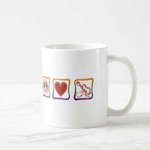 Peace Love Electric Guitars rainbow squares Coffee Mug