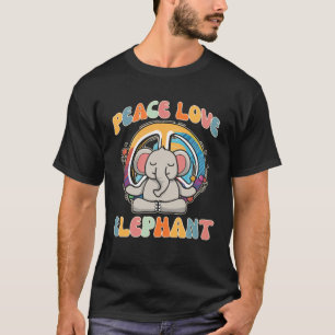 Peace Love Elephant Boar Hippie Yoga  Meditation H T-Shirt