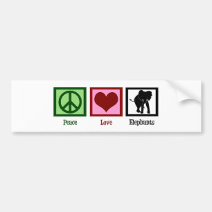 Peace Love Elephants Bumper Sticker