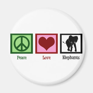 Peace Love Elephants Magnet