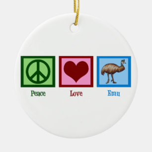 Peace Love Emu Ceramic Tree Decoration