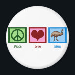 Peace Love Emu Magnet<br><div class="desc">I love Emu. They are pretty weird birds. A peace sign, heart, and an emu bird.</div>