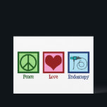 Peace Love Endoscopy Card<br><div class="desc">Peace Love Endoscopy. A cute card featuring a peace sign,  heart,  and endoscope used in medical procedures to scope a patient.</div>