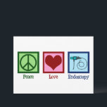 Peace Love Endoscopy Card<br><div class="desc">Peace Love Endoscopy. A cute card featuring a peace sign,  heart,  and endoscope used in medical procedures to scope a patient.</div>