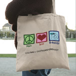 Peace Love Endoscopy Custom Clinic Tote Bag<br><div class="desc">Peace Love Endoscopy tote bag with your personalised text. A cute gift featuring a peace sign,  heart,  and endoscope used in medical procedures to scope a patient.</div>