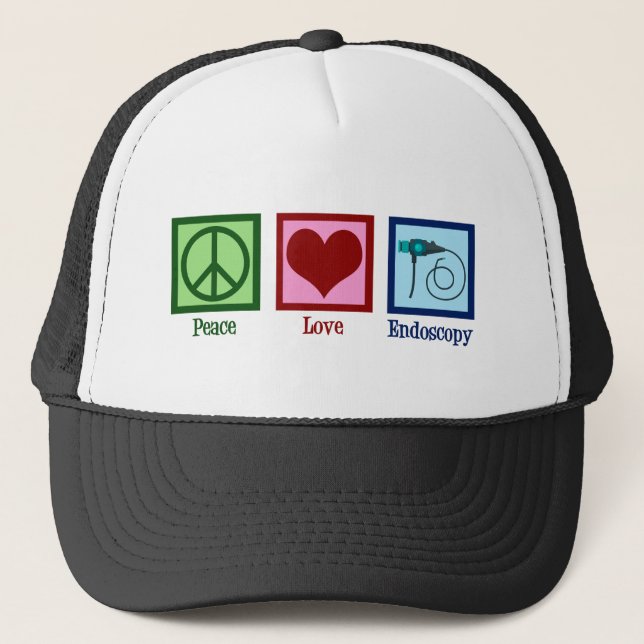 Peace Love Endoscopy Trucker Hat (Front)