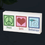 Peace Love Endoscopy Wooden Box Sign<br><div class="desc">Peace Love Endoscopy. A cute gift featuring a peace sign,  heart,  and endoscope used in medical procedures to scope a patient.</div>