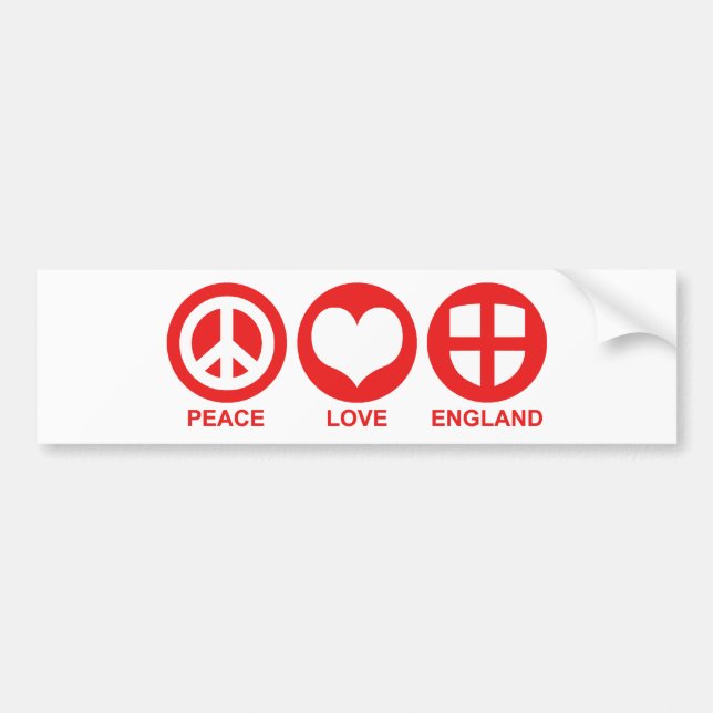 Peace Love England Bumper Sticker (Front)