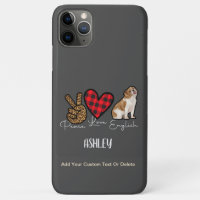 Peace Love English Bulldog Plaid Cute Dog Lover