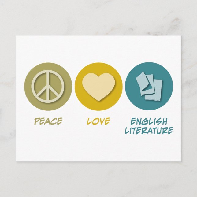 Peace Love English Literature Postcard (Front)