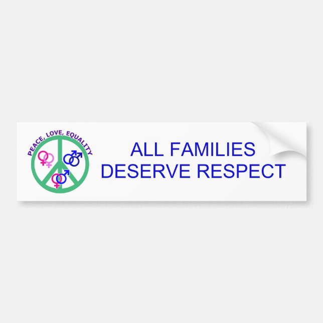 Peace, Love, Equality Bumper Sticker (Front)