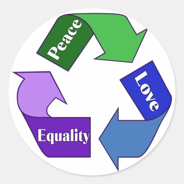 Peace Love Equality Classic Round Sticker (Front)